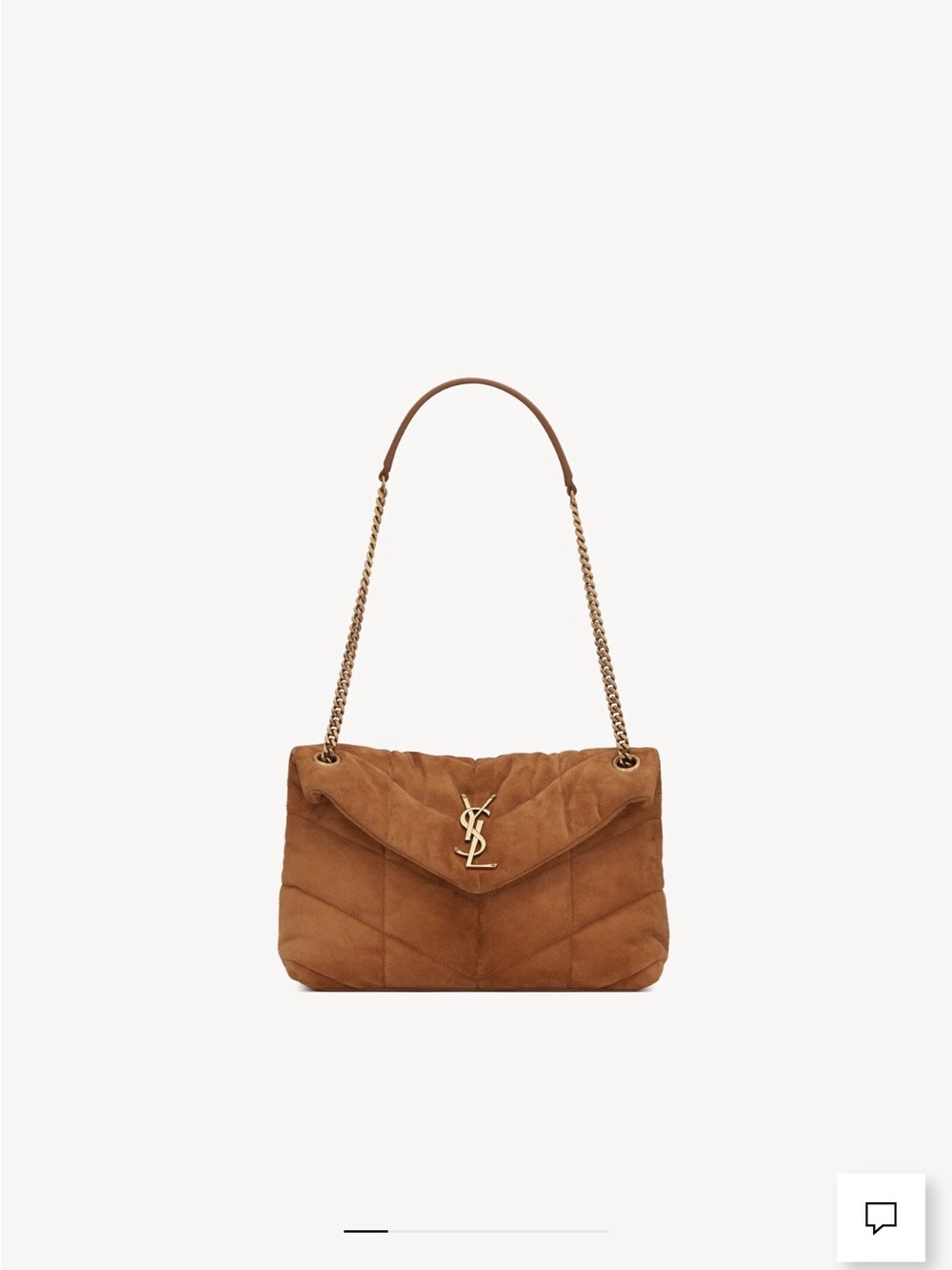Saint Laurent Tan Suede Quilted Shoulder Bag with Gold YSL Hardware